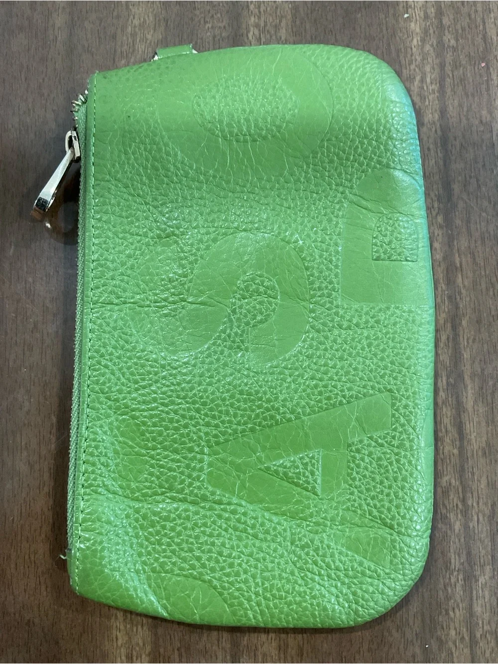 Marc by Marc Jacobs Bright Lime Green Leather Zip Wristlet pouch bag